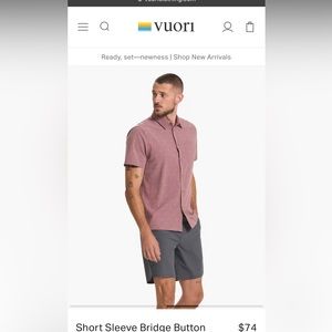 Vuori men’s Short Sleeve Bridge Button Down L